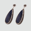 Aretes turcos Queen Farah de Plata 925, con baño de Rodio, gema de ojo de gato y cristales