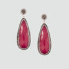 Aretes turcos Queen Farah de Plata 925, con baño de Rodio, gema de ojo de gato y cristales