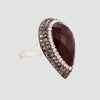 Anillo turco Queen Farah de Plata 925, con baño de Rodio, gema de ojo de gato y cristales