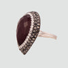 Anillo turco Queen Farah de Plata 925, con baño de Rodio, gema de ojo de gato y cristales