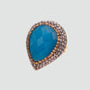 Anillo turco Queen Farah de Plata 925, con baño de Oro de 14k, gema de ojo de gato y cristales