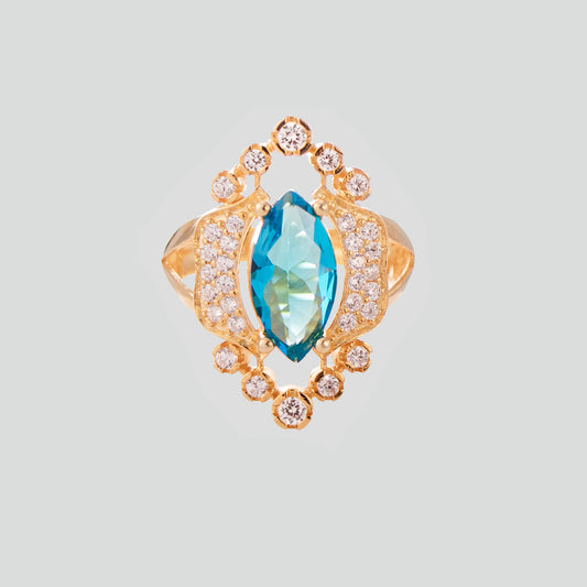 Anillo turco Halime Hatun de Plata 925, con baño de Oro de 14k y zirconia cúbica