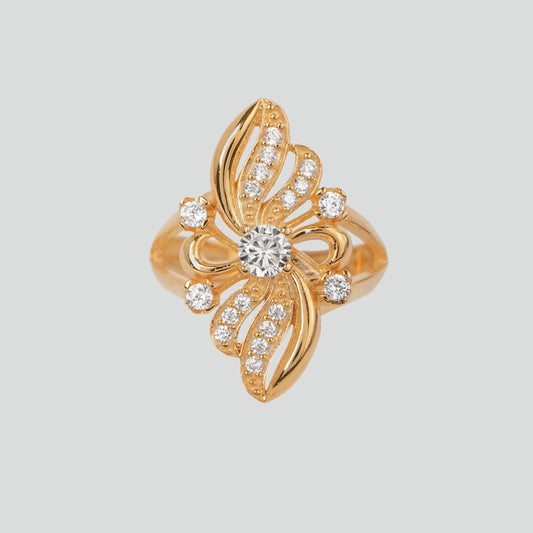 Anillo turco Marmara Kelebek de Plata 925, con baño de Oro de 14k y zirconia cúbica