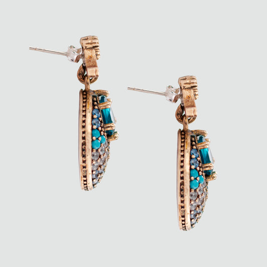 Aretes turcos Sueños del Bósforo de Plata 925, acentuados con bronce, con zirconia cúbica
