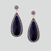 Aretes turcos Queen Farah de Plata 925, con baño de Rodio, gema de ojo de gato y cristales