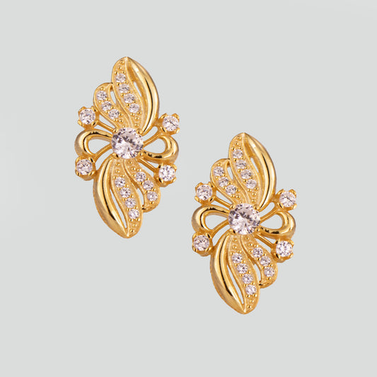 Aretes turcos Marmara Kelebek de Plata 925, con baño de Oro de 14k y zirconia cúbica