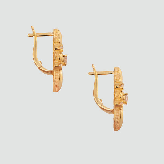 Aretes turcos Marmara Kelebek de Plata 925, con baño de Oro de 14k y zirconia cúbica