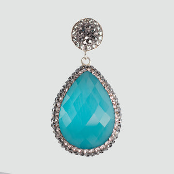 Dije turco Queen Farah de Plata 925, con baño de Rodio, gema de ojo de gato y cristales