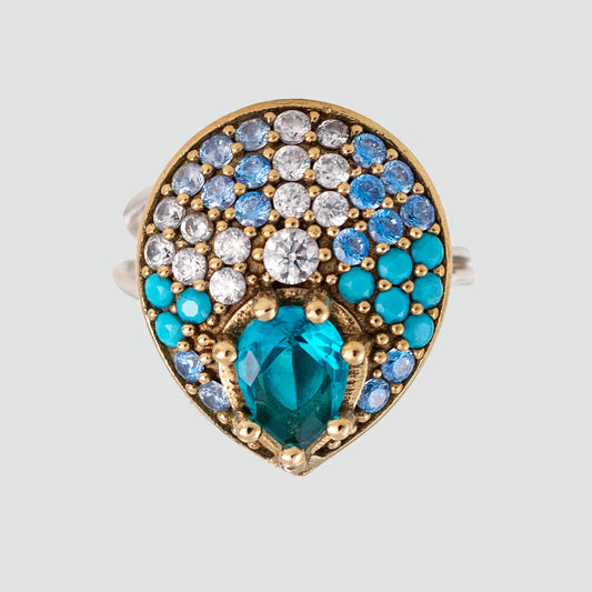 Anillo turco Sueños del Bósforo de Plata 925, acentuado con bronce, con zirconia cúbica
