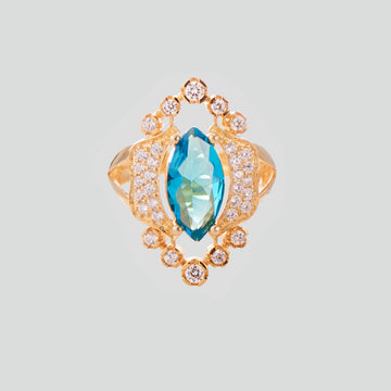 Anillo turco Halime Hatun de Plata 925, con baño de Oro de 14k y zirconia cúbica