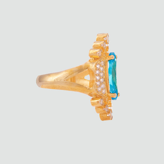 Anillo turco Halime Hatun de Plata 925, con baño de Oro de 14k y zirconia cúbica