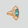 Anillo turco Halime Hatun de Plata 925, con baño de Oro de 14k y zirconia cúbica