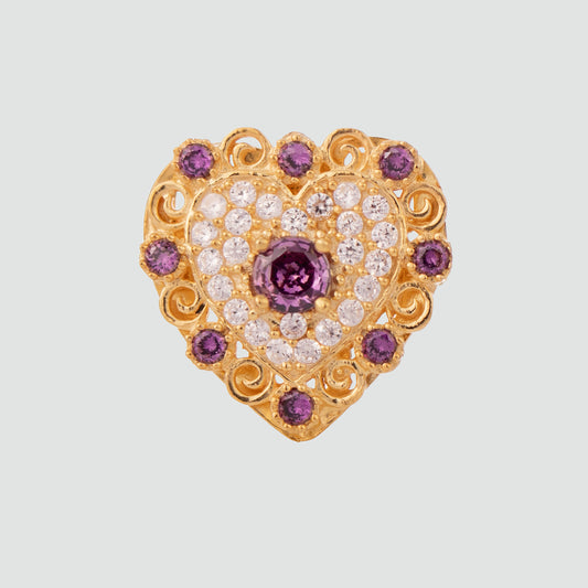 Anillo turco Corazón de Anatolia de Plata 925, con baño de Oro de 14k y zirconia cúbica