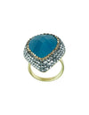 Anillo turco Queen Farah de Plata .925, con baño de Oro de 14k, gema de ojo de gato y cristales