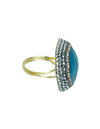 Anillo turco Queen Farah de Plata .925, con baño de Oro de 14k, gema de ojo de gato y cristales