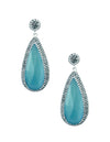 Aretes turcos Queen Farah de Plata .925, con baño de Rodio, gema de ojo de gato y cristales