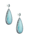 Aretes turcos Queen Farah de Plata .925, con baño de Rodio, gema de ojo de gato y cristales