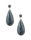 Aretes turcos Queen Farah de Plata .925, con baño de Rodio, gema de ojo de gato y cristales