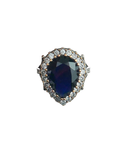 Anillo turco otomano Hürrem Sultan de Plata 925, acentuado con bronce, con zirconia cúbica