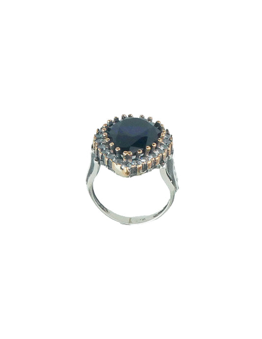 Anillo turco otomano Hürrem Sultan de Plata 925, acentuado con bronce, con zirconia cúbica